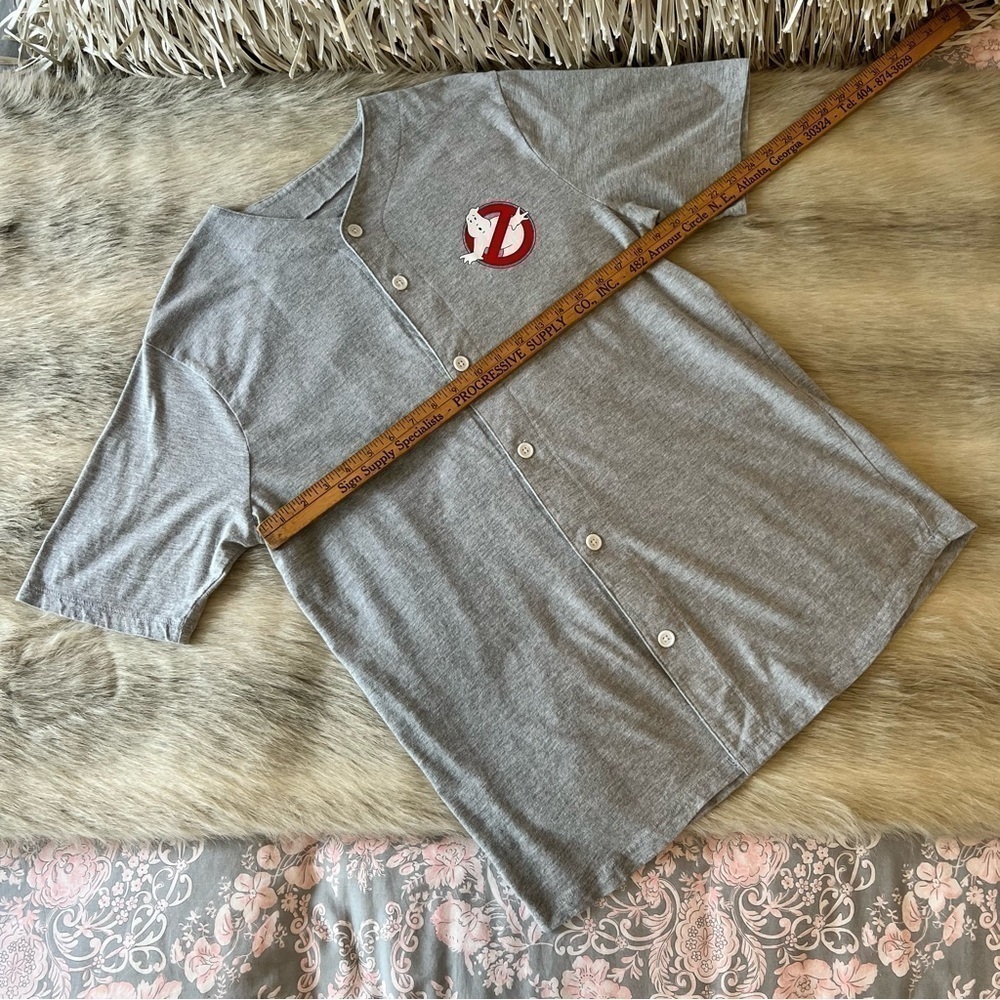 New Retro GHOSTBUSTERS 1984 Logo Baseball Shirt M Gray LOOT CRATE Short Sleeve - Picture 6 of 9